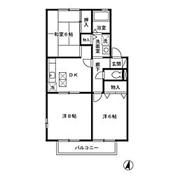 ヴェルドミール 1階3DKの間取り
