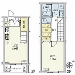 カスタリア旗の台 3階1LDKの間取り