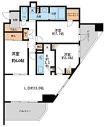 リーベスト西千葉 12階3LDKの間取り