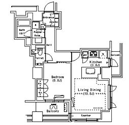 パークアクシス代官山 7階1LDKの間取り