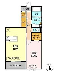 ピアチェーレ1 1LDKの間取図画像