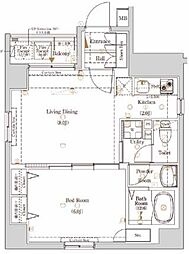 ログ銀座東 2階1LDKの間取り