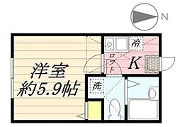 カントリー西横浜 1Kの間取図画像