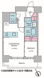 ワンルーフフラット門前仲町 1LDKの間取図画像