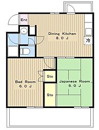 ヒルズ司I 3階2DKの間取り