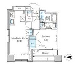 パークアクシス菊川 10階1LDKの間取り