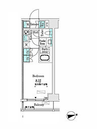 市谷仲之町ViewApartment 1Kの間取図画像