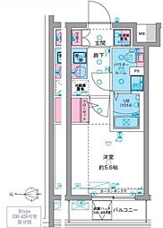 GENOVIA天王台 2階1Kの間取り