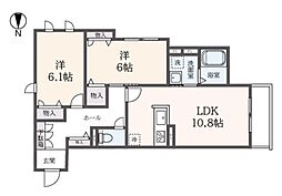 ヴェルジェ　ワイエス 3階2LDKの間取り