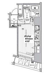 メイクスデザイン品川戸越 7階ワンルームの間取り