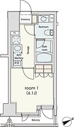 カスタリア日本橋 1Kの間取図画像