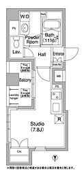 コンフォリア銀座EAST ワンルームの間取図画像