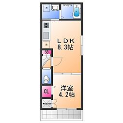 南海線 諏訪ノ森駅 徒歩10分の賃貸アパート 3階1LDKの間取り