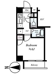 プレスタイル川崎 1Kの間取図画像