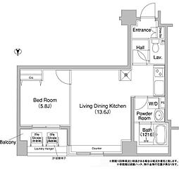 コンフォリア銀座EAST 5階1LDKの間取り