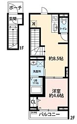 第二アムール 八幡 2階1LDKの間取り