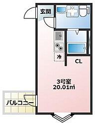 リアルコート古淵 ワンルームの間取図画像
