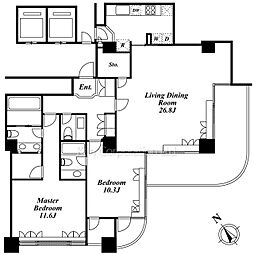 御殿山トラストコート 2LDKの間取図画像