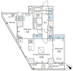 オーパスレジデンス南青山 10階2LDKの間取り