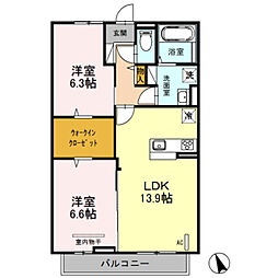 クレストステージ東大宮 2LDKの間取図画像