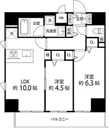 サイオン町屋 10階2LDKの間取り