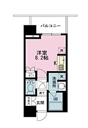 シティタワー新宿 14階ワンルームの間取り