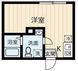 フィオーレ西日暮里A 2階ワンルームの間取り