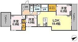 D-residence稲城 3階3LDKの間取り