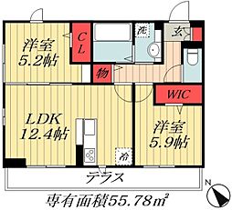 東京メトロ東西線 妙典駅 徒歩3分の賃貸アパート 1階2LDKの間取り
