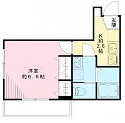 エスポワール 2階1Kの間取り
