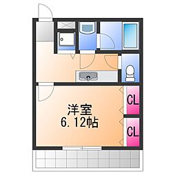 カモミールコート 1Kの間取図画像