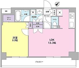 プラース千代田富士見 1LDKの間取図画像
