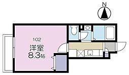 セレ桜丘 1Kの間取図画像