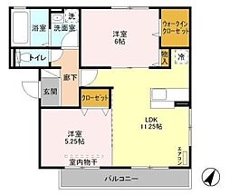 シーガルII 2階2LDKの間取り
