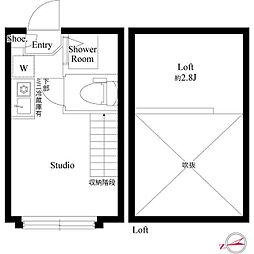 ハーモニーテラス高井戸西 2階ワンルームの間取り