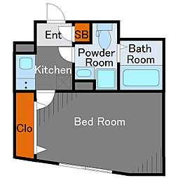 エルファーロ代々木上原IV 2階1Kの間取り