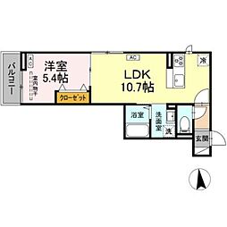 グレース上篠崎 1LDKの間取図画像