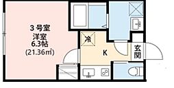 Crecia二宮 1階1Kの間取り
