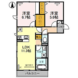 トゥールモンドジオー 2LDKの間取図画像