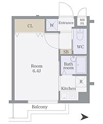 ヴォーガコルテ多摩川 1Kの間取図画像