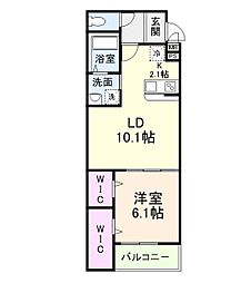 JR片町線(学研都市線) 藤阪駅 徒歩4分の賃貸アパート 2階1LDKの間取り