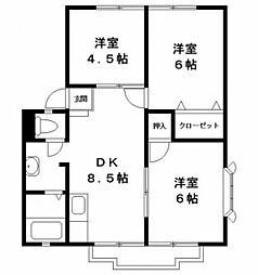 サンシティ88D 3DKの間取図画像