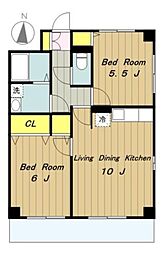 JR横浜線 八王子みなみ野駅 バス7分 宇津貫折返下車 徒歩3分の賃貸マンション 1階2LDKの間取り