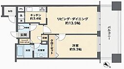 Daiwaリバーゲートレジデンス北ウィング 1LDKの間取図画像