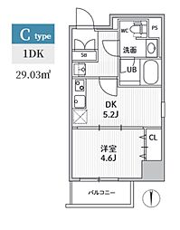 S-RESIDENCE住吉aquacht 1DKの間取図画像