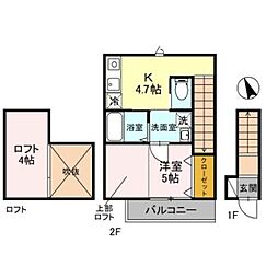 川口市坂下町3丁目アパート 1Kの間取図画像