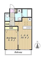 ハピネス本館 3階1LDKの間取り