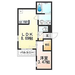 REGALEST五条大宮 2階1LDKの間取り