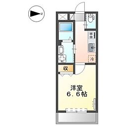 モリオンパレス 2階1Kの間取り