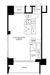 スクエアガーデン池袋 6階ワンルームの間取り